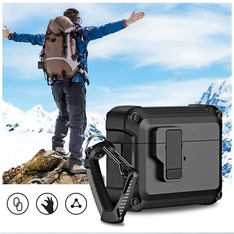 Чехол для AirPods Pro 2 ударопрочный из ТПУ+ПК, чехол для зарядки наушников с Bluetooth и застежкой, желтый цвет