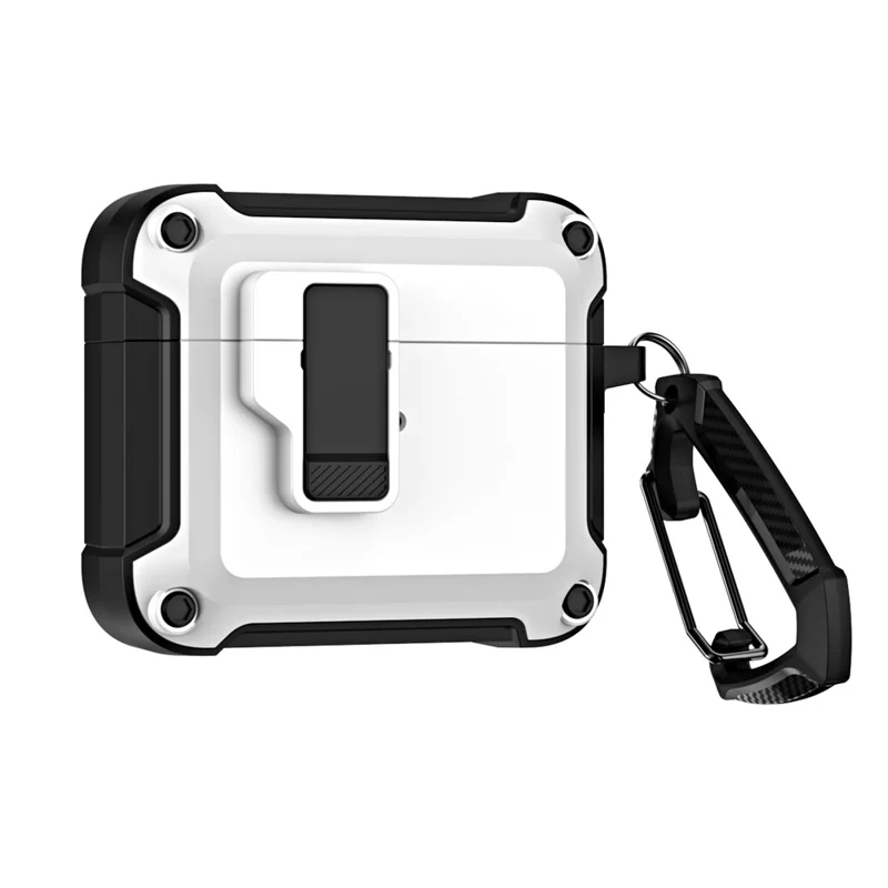 Anti-Drop TPU+PC Case for Apple AirPods 3 Bluetooth-compatible Headset Charging Case Cover with Buckle - White