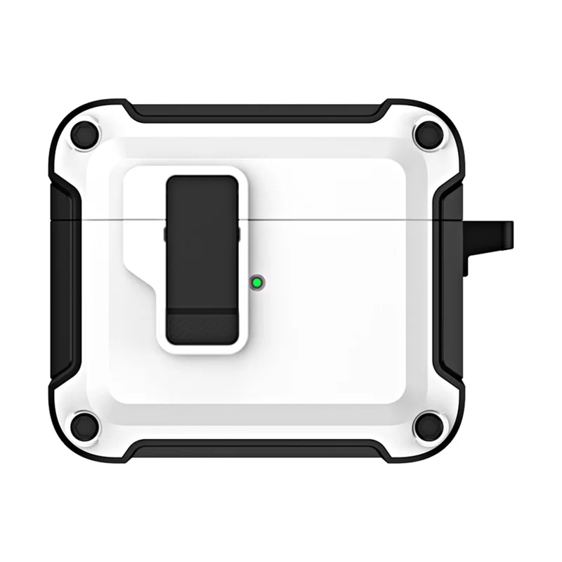 Anti-Drop TPU+PC Case for Apple AirPods 3 Bluetooth-compatible Headset Charging Case Cover with Buckle - White