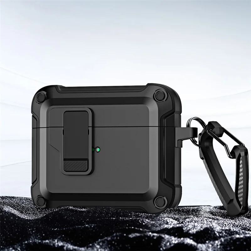 Anti-Drop TPU+PC Case for Apple AirPods 3 Bluetooth-compatible Headset Charging Case Cover with Buckle - White