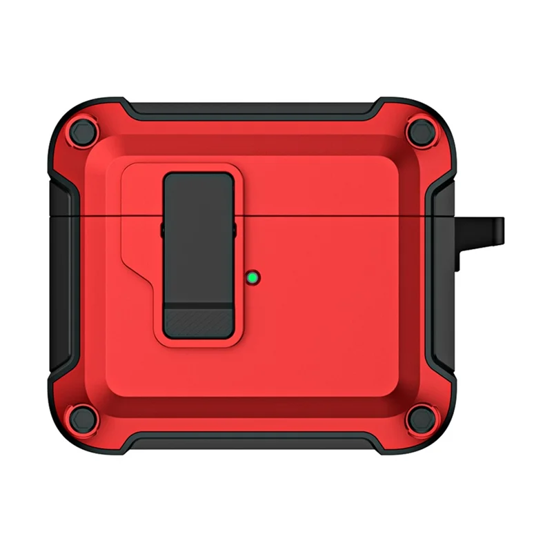 Funda anticaídas de TPU+PC para Apple AirPods 3, funda de carga para auriculares Bluetooth compatible con cierre de hebilla - Rojo