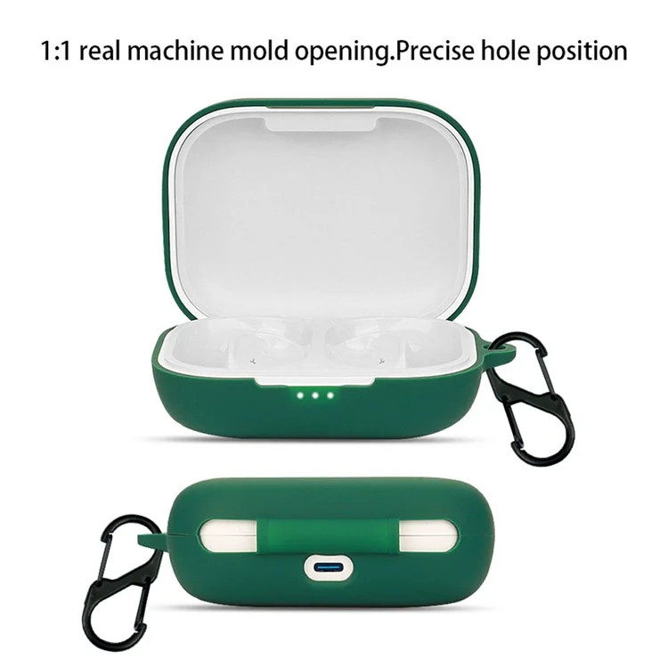 Pour SoundPEATS GoFree Casque Bluetooth Étui en Silicone Antichoc Étui de Chargement pour Écouteurs avec Boucle - Vert Noirâtre