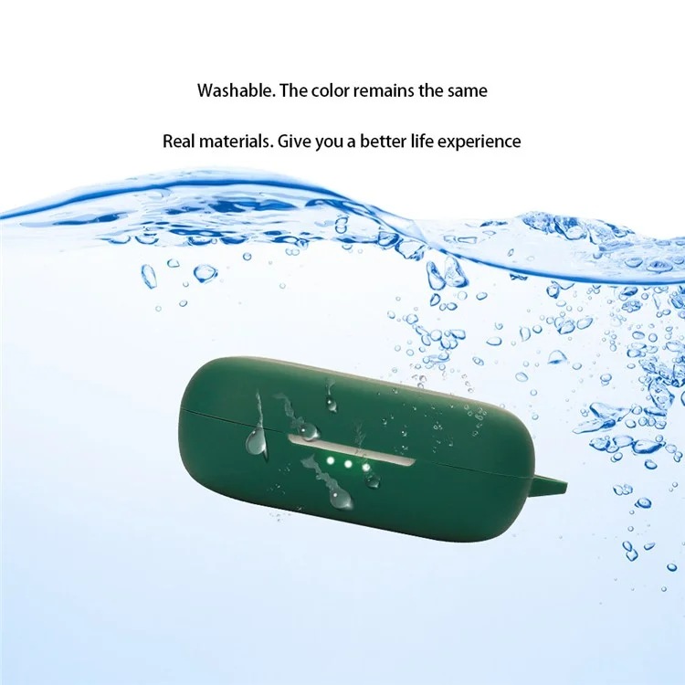 Pour SoundPEATS GoFree Casque Bluetooth Étui en Silicone Antichoc Étui de Chargement pour Écouteurs avec Boucle - Vert Noirâtre