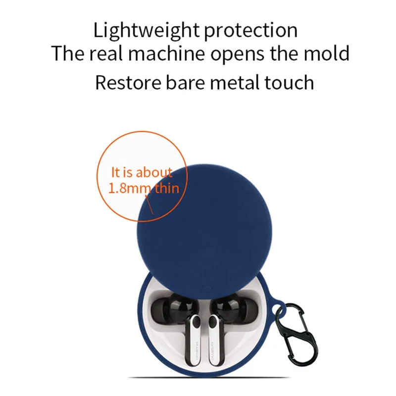 For Oraimo FreePods 4 Earphone Anti-drop Sleeve Silicone Protective Cover with Anti-lost Buckle - White