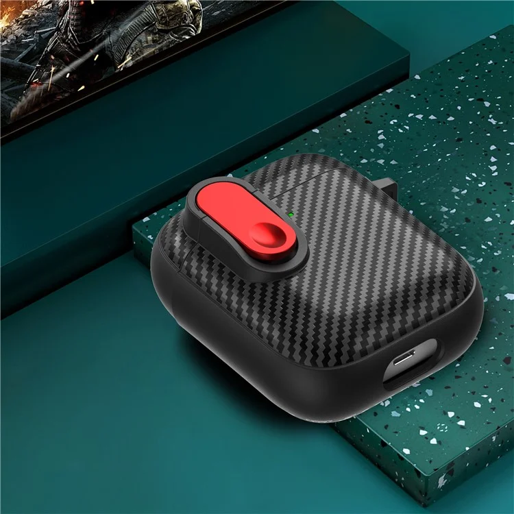 Custodia protettiva per cuffie Earphone per Apple AirPods con custodia di ricarica (2016) / (2019) / AirPods con custodia di ricarica wireless (2019), copertura in TPU+PC con design a fibbia - Nero+Rosso