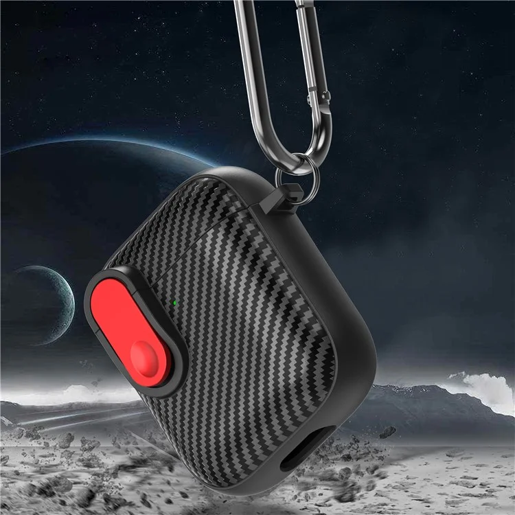 Custodia protettiva per cuffie Earphone per Apple AirPods con custodia di ricarica (2016) / (2019) / AirPods con custodia di ricarica wireless (2019), copertura in TPU+PC con design a fibbia - Nero+Rosso