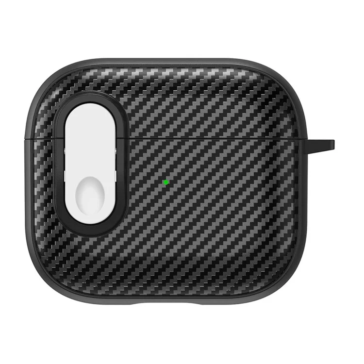 Für Apple AirPods 3 TPU+PC-Headset-Case Buckle Design Carbon Fiber Cover mit Anti Lost Hook - Schwarz+Weiß