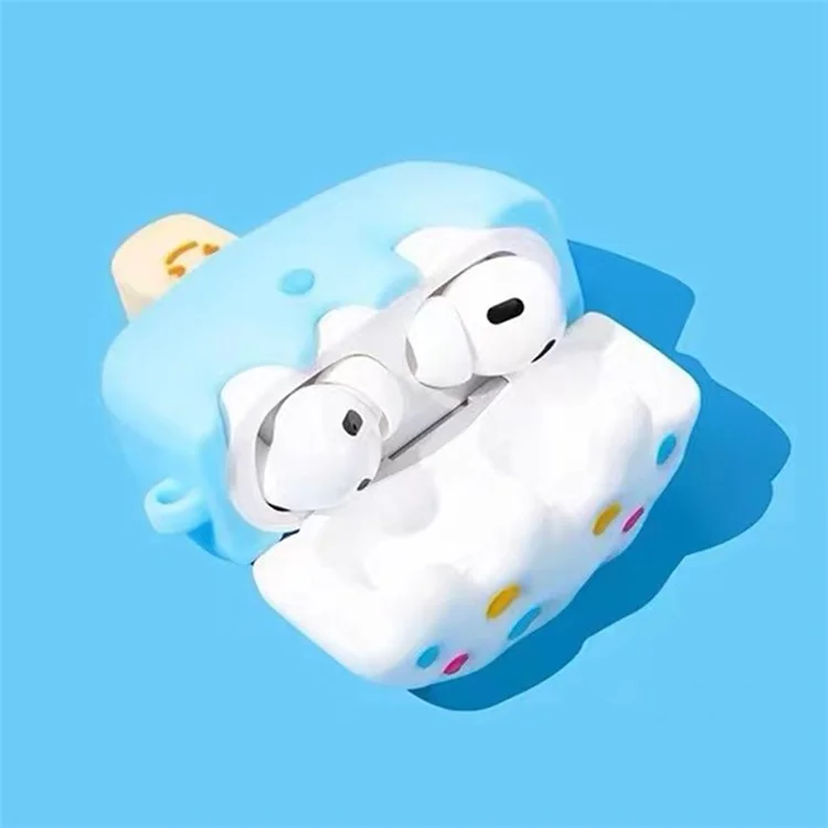Für Apple AirPods Pro / Pro 2 Ice Cream Design Earphone Protective Cover Silikon-Hülle mit Anti-Verlust-Schnalle