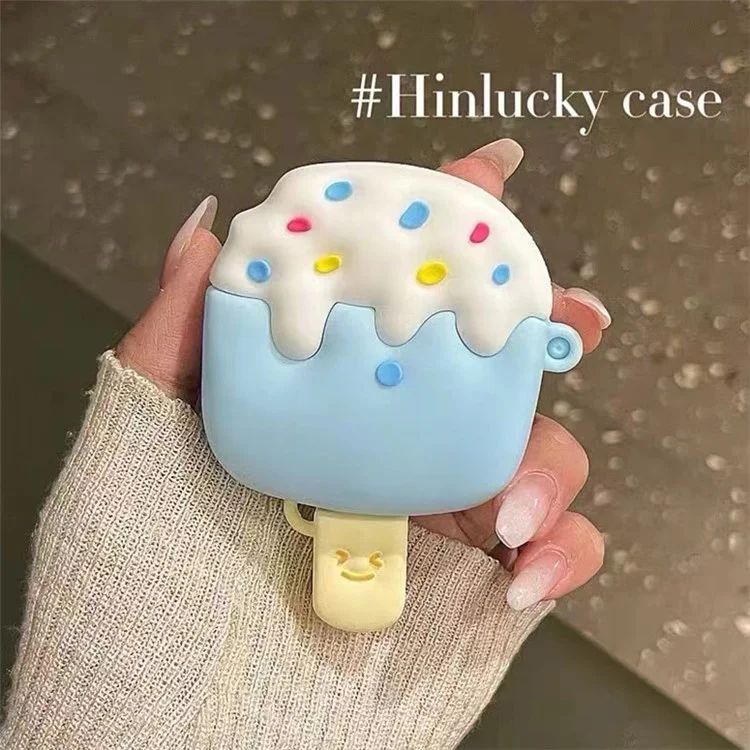 Per Apple AirPods 3 Cartoon Ice Cream Design Earphone Cover Silicone Drop-proof Case with Anti-lost Buckle