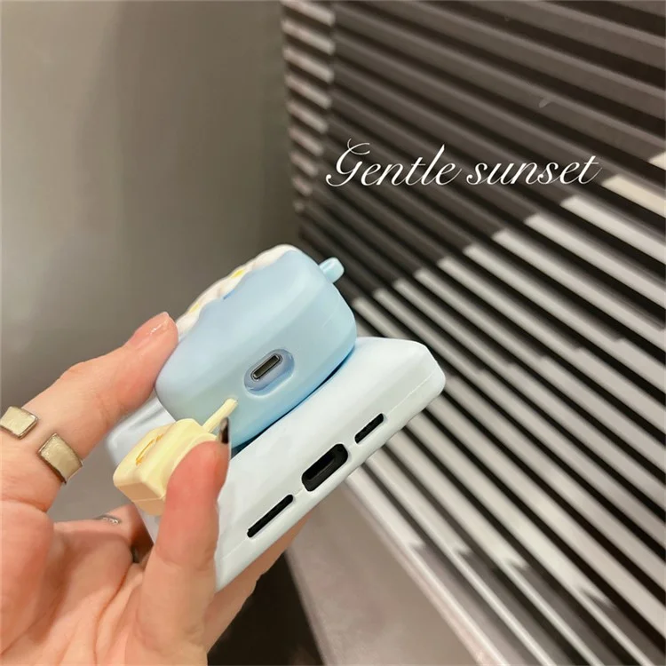 Per Apple AirPods 3 Cartoon Ice Cream Design Earphone Cover Silicone Drop-proof Case with Anti-lost Buckle