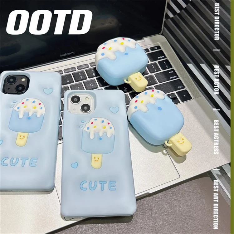 Per Apple AirPods 3 Cartoon Ice Cream Design Earphone Cover Silicone Drop-proof Case with Anti-lost Buckle