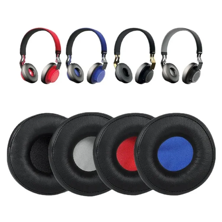 1 Pair Ear Cap for Jabra Move Wireless Headphone Protein Leather Earpad Cushion Replacement - Black