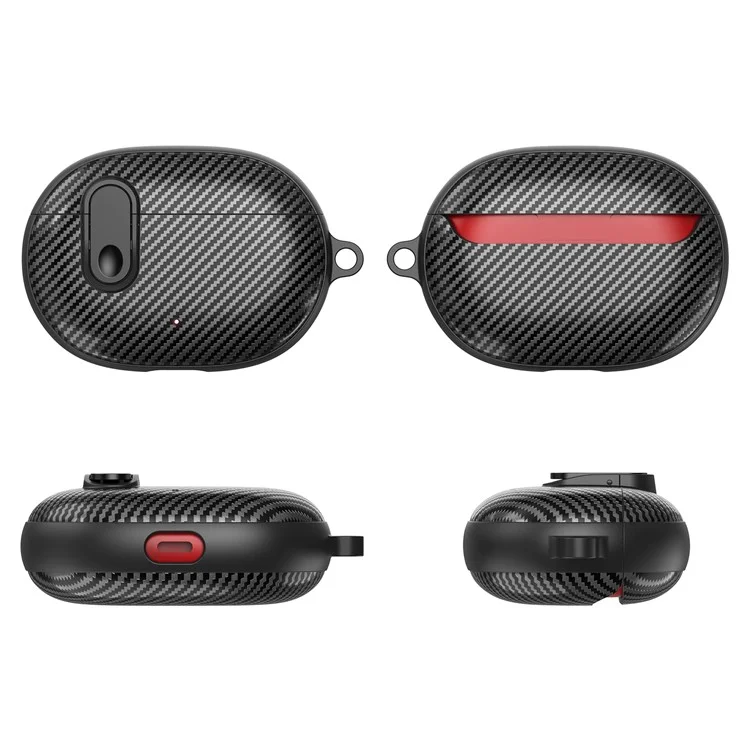 Para los auriculares inalámbricos Beats Bluetooth Carcasa de carbono Textura de fibra de carbono TPU+PC Funda protectora de auriculares - Negro