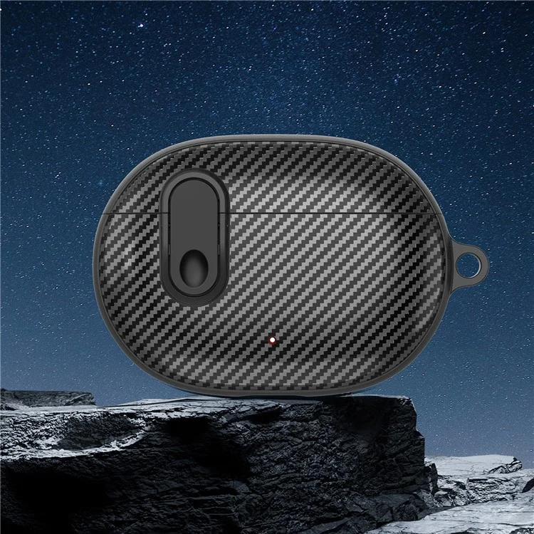 Para los auriculares inalámbricos Beats Bluetooth Carcasa de carbono Textura de fibra de carbono TPU+PC Funda protectora de auriculares - Negro