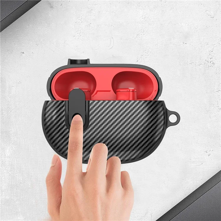Para los auriculares inalámbricos Beats Bluetooth Carcasa de carbono Textura de fibra de carbono TPU+PC Funda protectora de auriculares - Negro