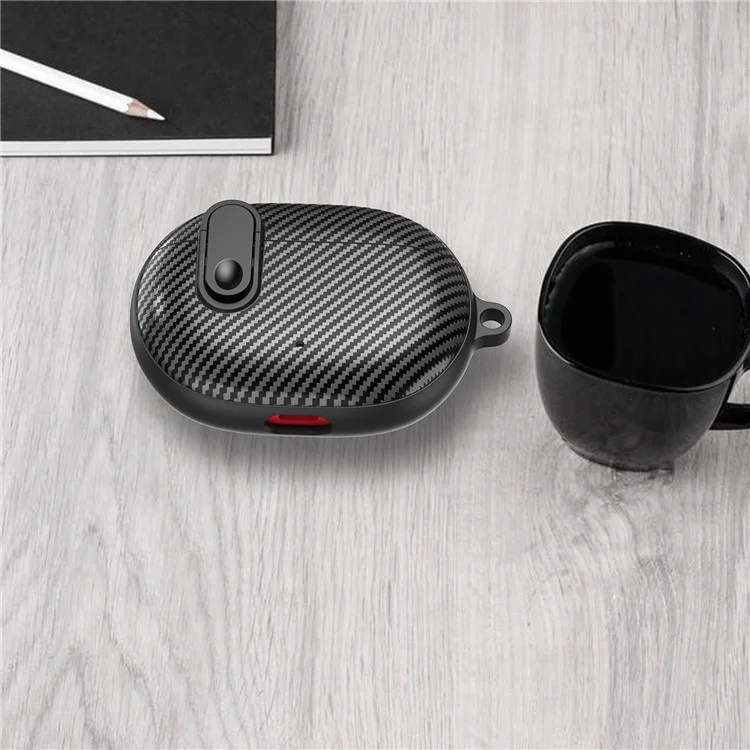 Para los auriculares inalámbricos Beats Bluetooth Carcasa de carbono Textura de fibra de carbono TPU+PC Funda protectora de auriculares - Negro