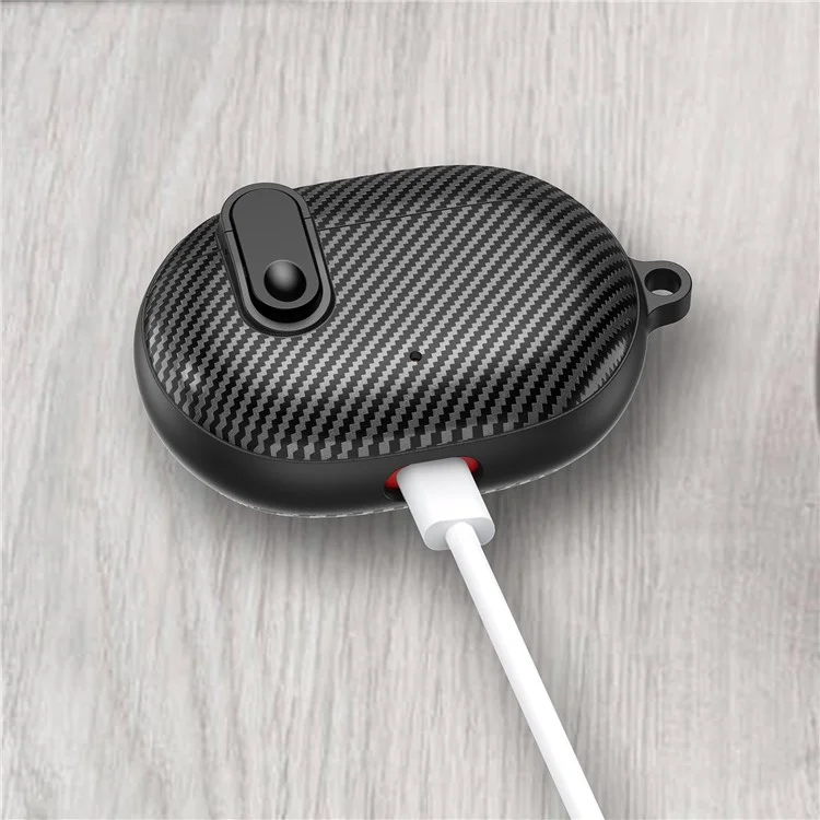 Para los auriculares inalámbricos Beats Bluetooth Carcasa de carbono Textura de fibra de carbono TPU+PC Funda protectora de auriculares - Negro
