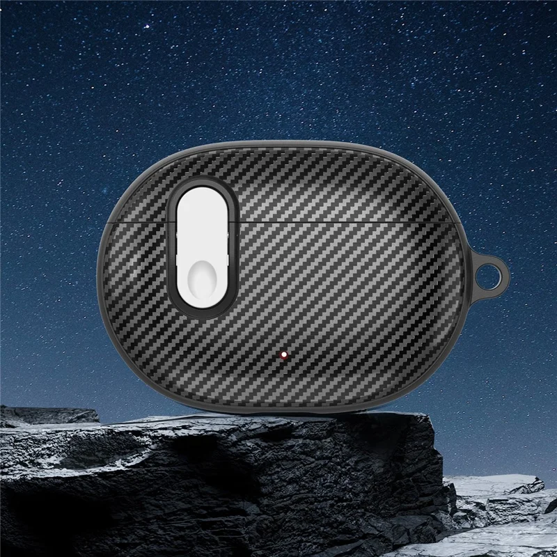 For Beats Wireless Bluetooth-compatible Earphone Cover Carbon Fiber Texture TPU+PC Case Headphone Sleeve - White