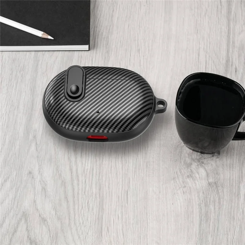 For Beats Wireless Bluetooth-compatible Earphone Cover Carbon Fiber Texture TPU+PC Case Headphone Sleeve - White