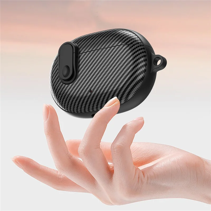 For Beats Wireless Bluetooth-compatible Earphone Cover Carbon Fiber Texture TPU+PC Case Headphone Sleeve - White