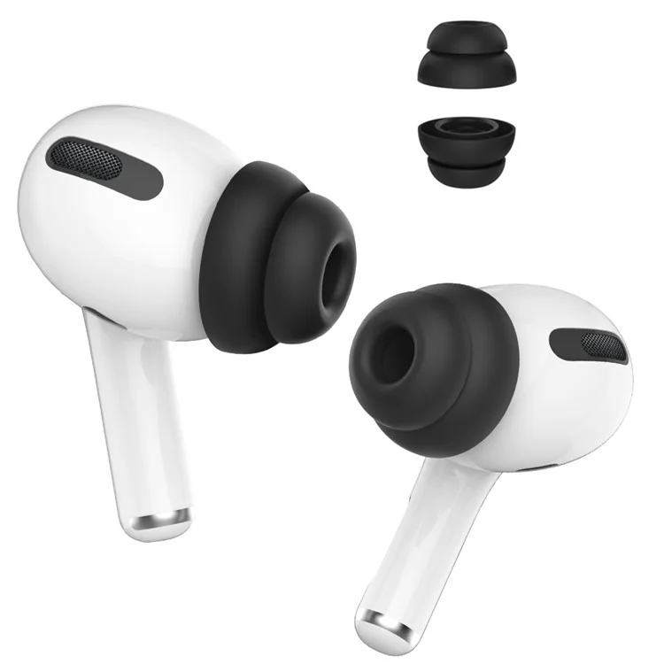 AHASTYLE PT99-2 1 Par Para Apple AirPods Pro 2 / AirPods Pro Silicone Ear Tips Bluetooth Earphone Ear Caps Cover, Tamanho M - Preto
