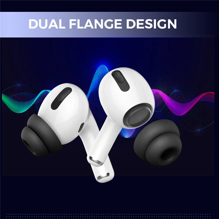 AHASTYLE PT99-2 1 Par Para Apple AirPods Pro 2 / AirPods Pro Silicone Ear Tips Bluetooth Earphone Ear Caps Cover, Tamanho M - Preto