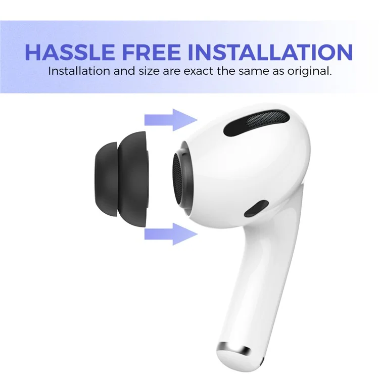 AHASTYLE PT99-2 1 Par Para Apple AirPods Pro 2 / AirPods Pro Silicone Ear Tips Bluetooth Earphone Ear Caps Cover, Tamanho M - Preto