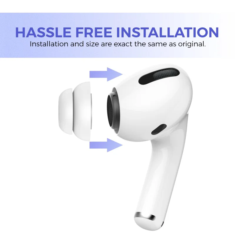 AHASTYLE PT99-2 1 Pair Earbud Ear Tips for Apple AirPods Pro 2  /  AirPods Pro Bluetooth-compatible Earphone Silicone Caps Cover, Size S - White