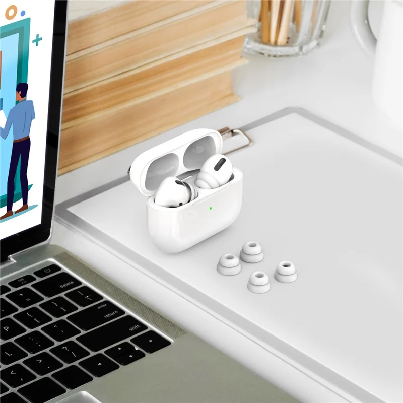 AHASTYLE PT99-2 1 Pair Earbud Ear Tips for Apple AirPods Pro 2  /  AirPods Pro Bluetooth-compatible Earphone Silicone Caps Cover, Size S - White