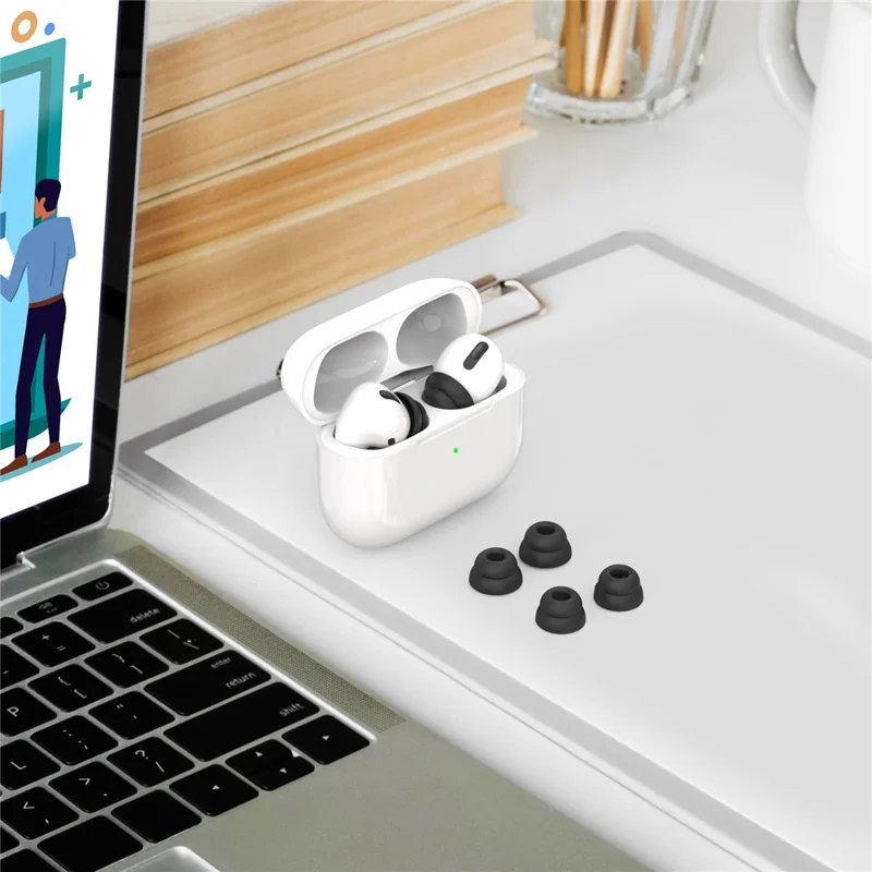 AHASTYLE PT99-2 1 Par para Apple AirPods Pro 2 / Reemplazo de Almohadillas de Silicona para Auriculares Bluetooth AirPods Pro, Talla L - Negro