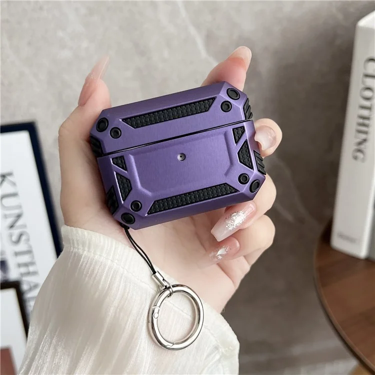 Ohrhörerschutz für AirPods Pro Military Drop-proof TPU+PC Kopfhörer Schutzhülle mit Schnalle - Lila
