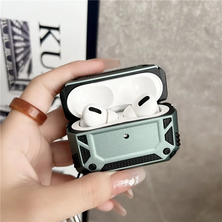Ohrhörerschutz für AirPods Pro Military Drop-proof TPU+PC Kopfhörer Schutzhülle mit Schnalle - Lila