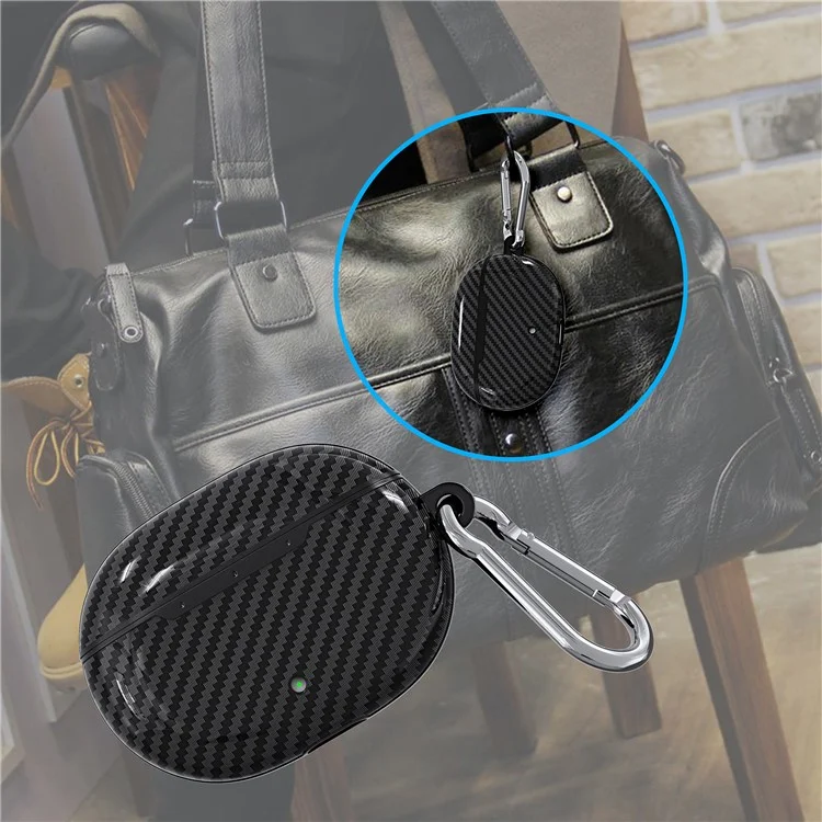 For Huawei Freebuds Pro Earphone Cover Carbon Fiber Texture TPU Case Wireless Bluetooth-compatible Headset Sleeve - Black