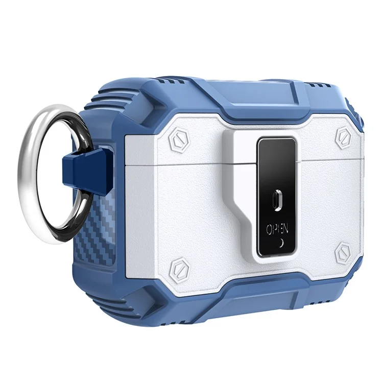For AirPods Pro 2 Charging Case Cover Button Lock Bluetooth-compatible Earbuds Protector with Metal Buckle - White