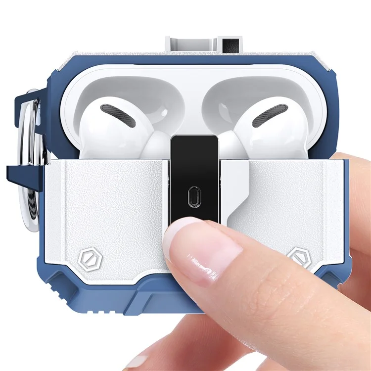For AirPods Pro 2 Charging Case Cover Button Lock Bluetooth-compatible Earbuds Protector with Metal Buckle - White