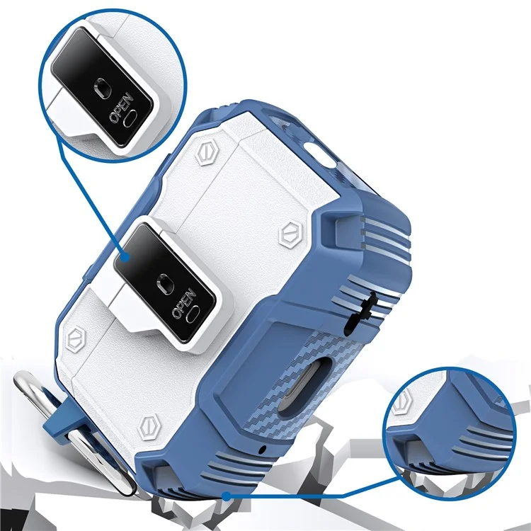 For AirPods Pro 2 Charging Case Cover Button Lock Bluetooth-compatible Earbuds Protector with Metal Buckle - White