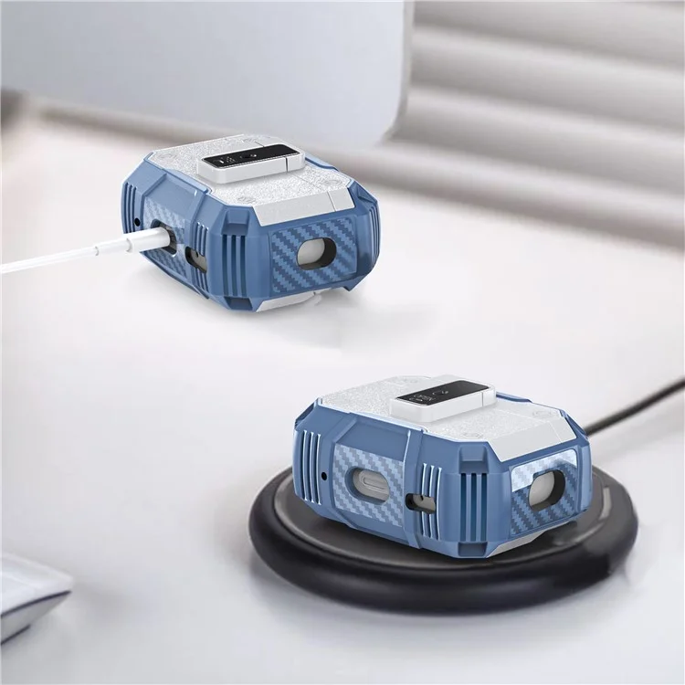 For AirPods Pro 2 Charging Case Cover Button Lock Bluetooth-compatible Earbuds Protector with Metal Buckle - White