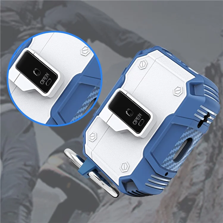 For AirPods Pro 2 Charging Case Cover Button Lock Bluetooth-compatible Earbuds Protector with Metal Buckle - White