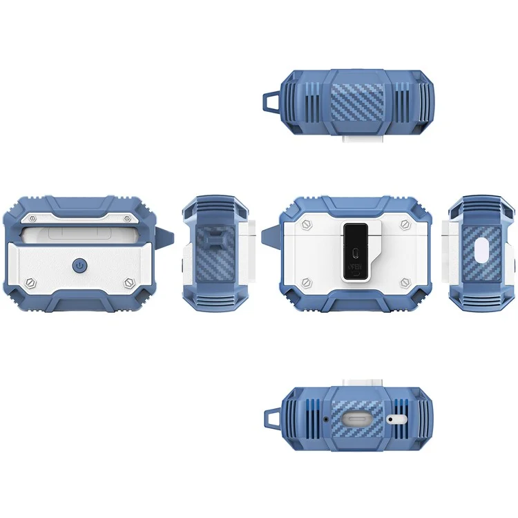 For AirPods Pro 2 Charging Case Cover Button Lock Bluetooth-compatible Earbuds Protector with Metal Buckle - White