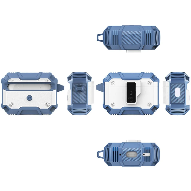 Beschermhoes voor oplaadcase AirPods Pro 2 met knopvergrendeling, Bluetooth-compatibele oordopjesbeschermer met metalen gesp - Rood