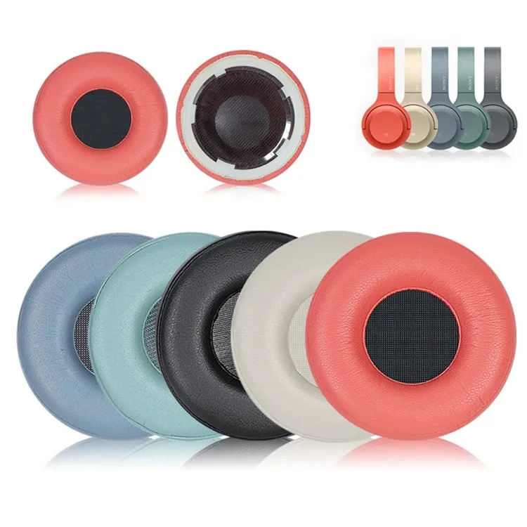 1 Pair Protein Leather Ear Cushions for Sony WH-H800 Headset Ear Pads Replacement with Crowbar - Red