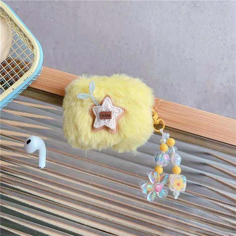 Für Apple AirPods Pro Ohrhörer Case Star Design Flauschig Plüsch Bluetooth Ohrhörer Cover mit Anhänger