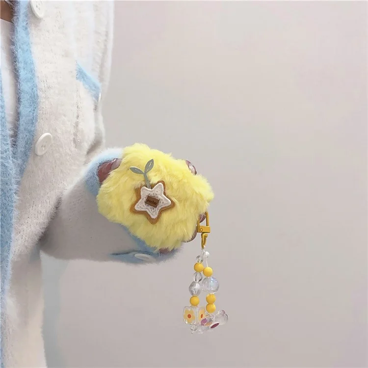 Für Apple AirPods Pro Ohrhörer Case Star Design Flauschig Plüsch Bluetooth Ohrhörer Cover mit Anhänger
