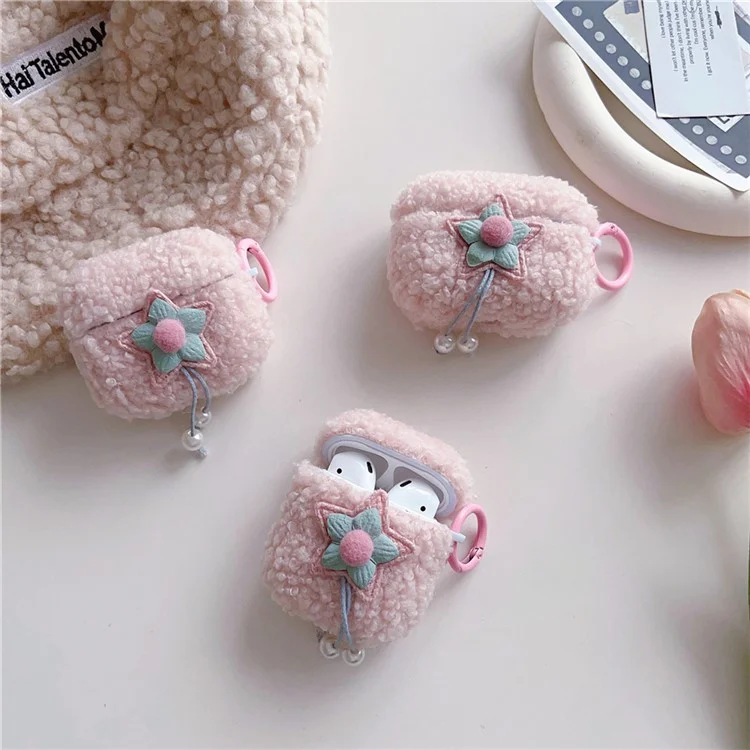 Per Apple AirPods Pro 3 Earbud Case Star Pearl Design Fluff TPU Earphone Anti-drop Cover with Ring Buckle
