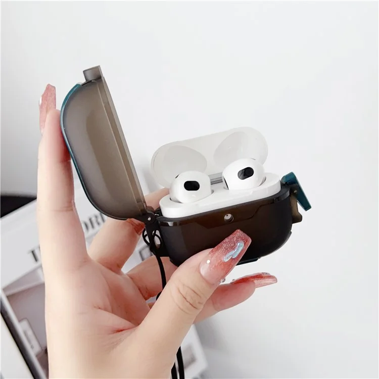 Funda Leica Series TPU para auriculares AirPods 3 Dual Color Bluetooth Earbuds Protective Case Skin con cordón - Verde