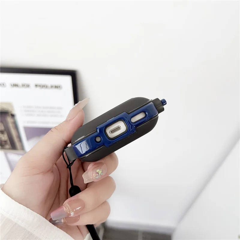 Leica Series Soft TPU Ohrhörer Cover Protector für AirPods Pro 2 Dual Color Bluetooth Ohrhörer Case mit Riemen - Blau