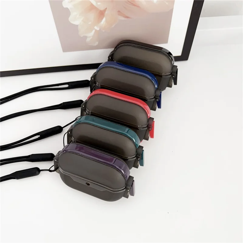Leica Series Soft TPU Ohrhörer Cover Protector für AirPods Pro 2 Dual Color Bluetooth Ohrhörer Case mit Riemen - Blau