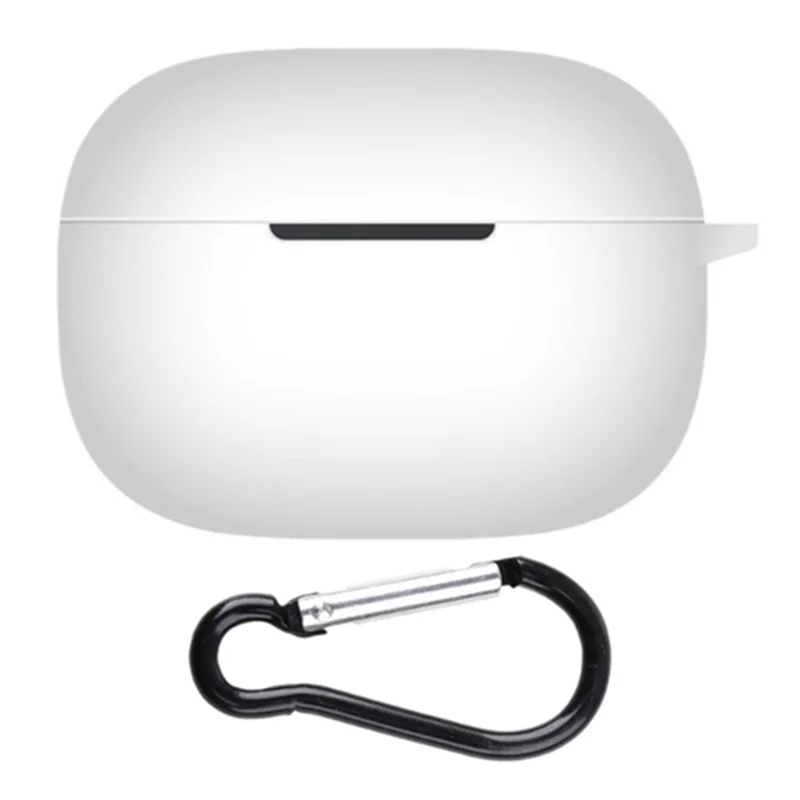 For Realme Buds T300 Earphone Silicone Case Anti-drop Earbud Protective Cover with Anti-lost Buckle - White