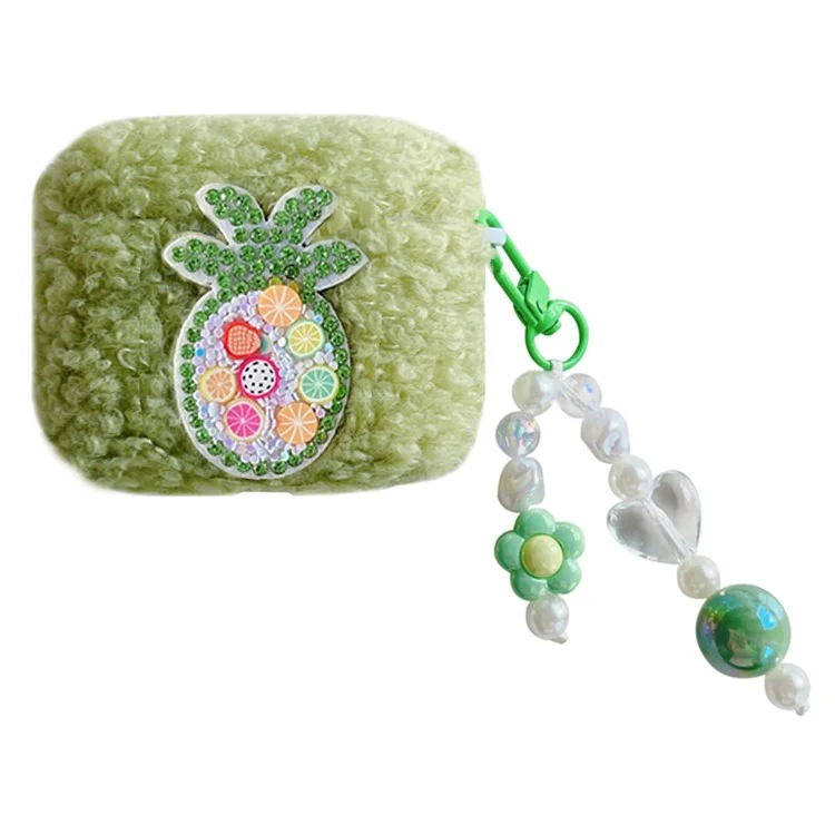 For Apple AirPods 3 Anti-drop Cover Cute Pineapple Fluff TPU Bluetooth-compatible Earphone Case with Pendant