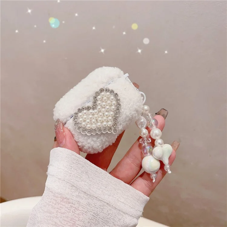 Para AirPods Pro 2 Earbuds Case Soft TPU Fluffy Warm Shockproof Protector com Pendant